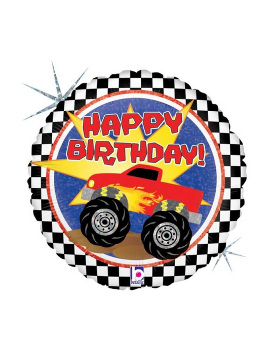 Monster Truck Happy Birthday Foil Balloon