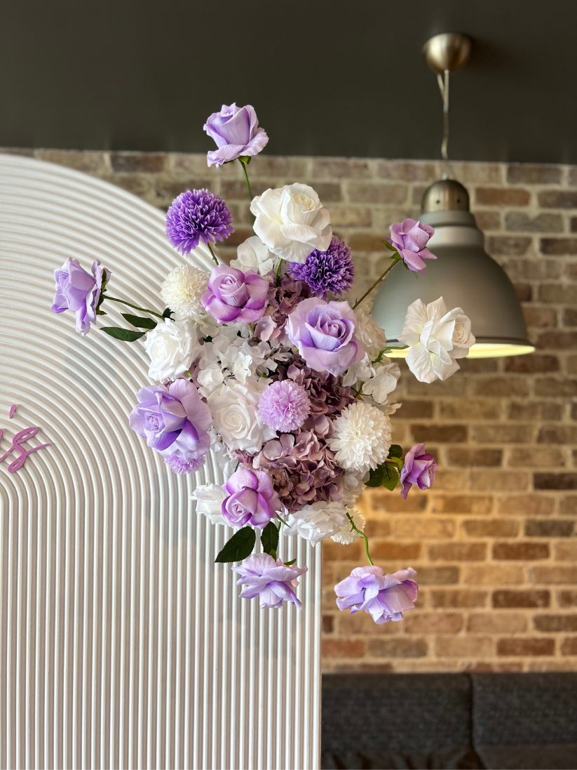 White Ripple Backdrop Floral Package