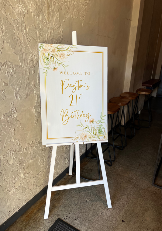 Floral Gold Birthday Sign