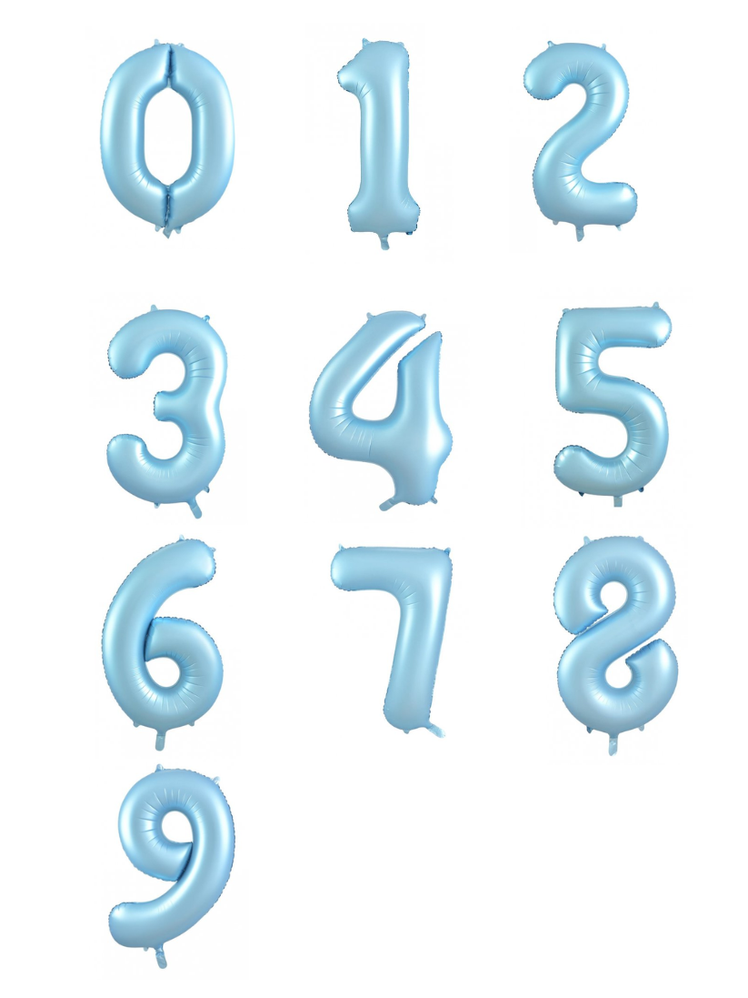 Pastel Blue Matte Foil Number Balloon (86cm)