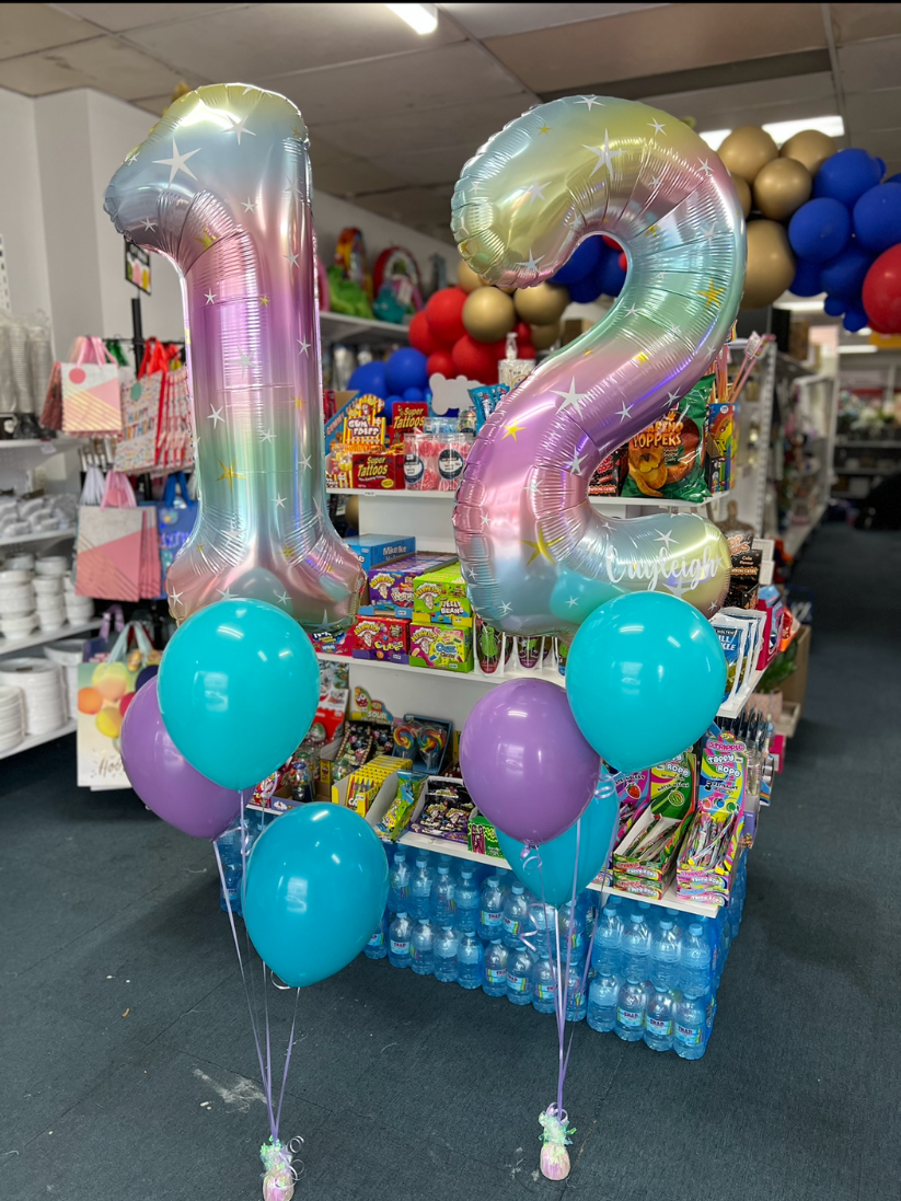 Pastel Rainbow Foil Number Balloon (86cm)