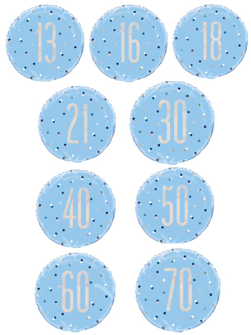 Blue Foil Birthday Age Balloons