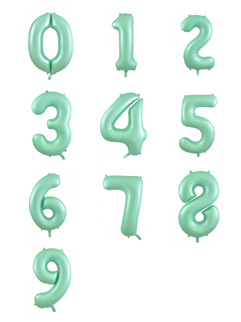 Pastel Mint Matte Foil Number Balloon (86cm)