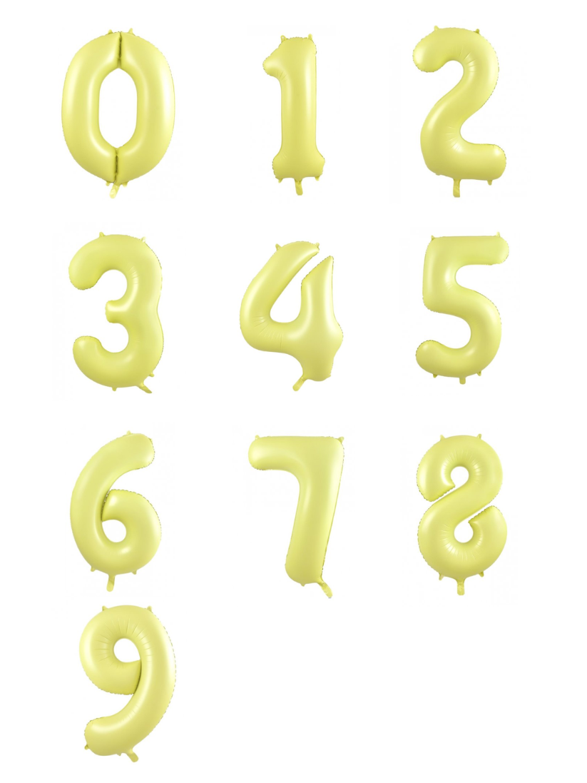 Pastel Yellow Matte Foil Number Balloon (86cm)