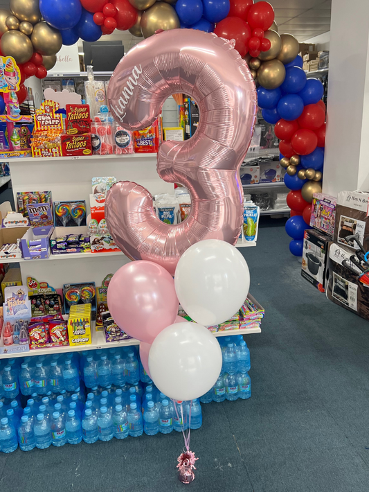 Pink Number Balloon Bunch