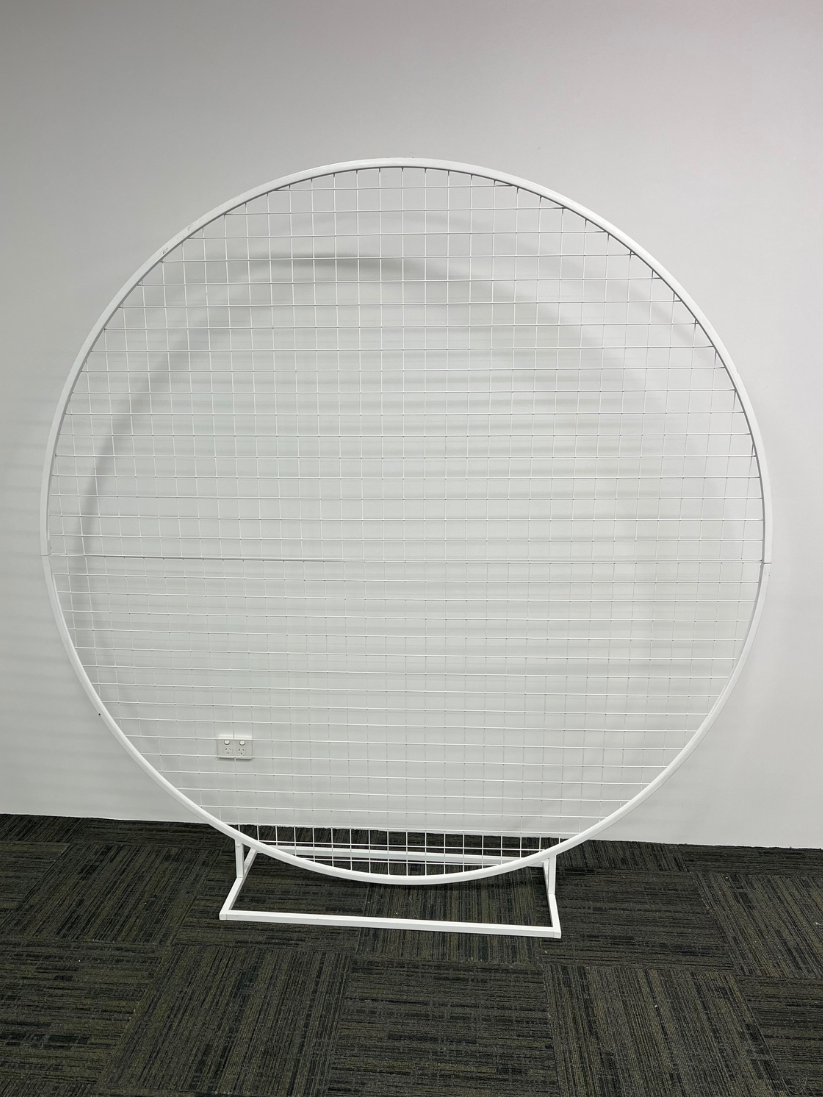 White Round Mesh Backdrop Hire