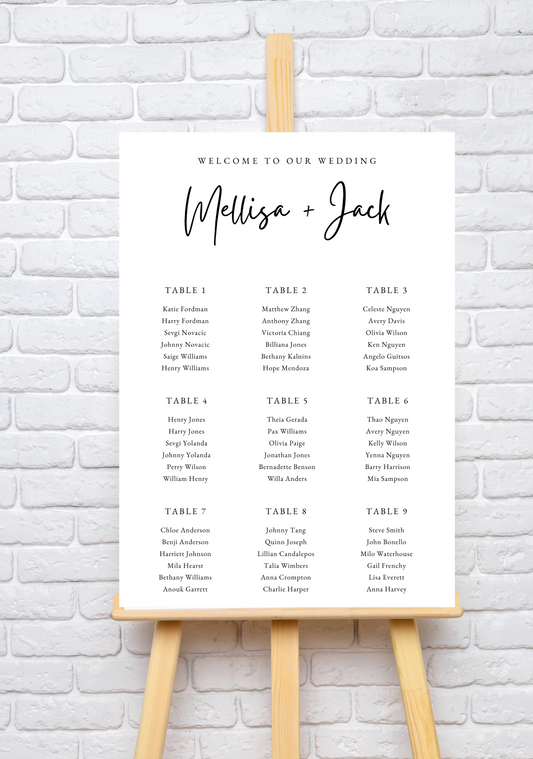 Minimalist Wedding Seating Chart Sign