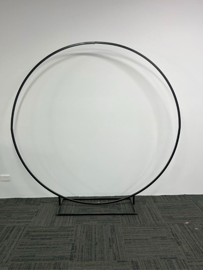 2m Black Metal Circle Backdrop Balloon Arch Stand Hire