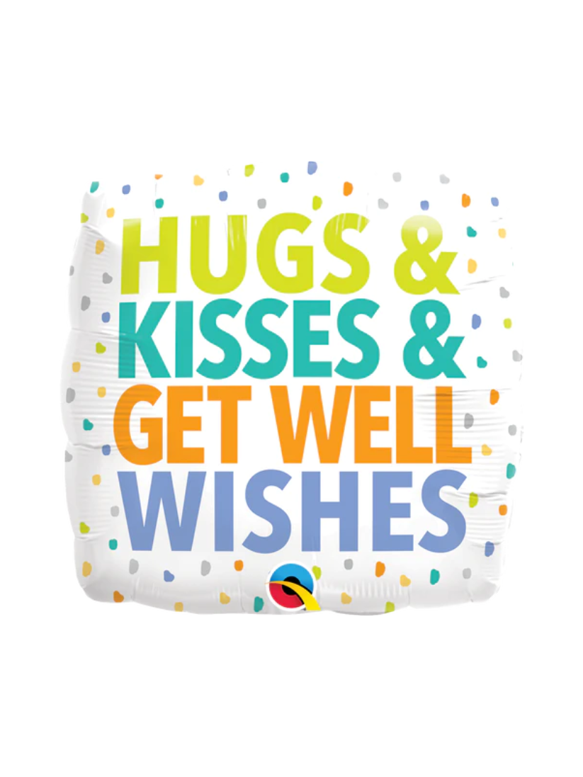 18" Square Foil Hugs Kisses Get Well Wishes