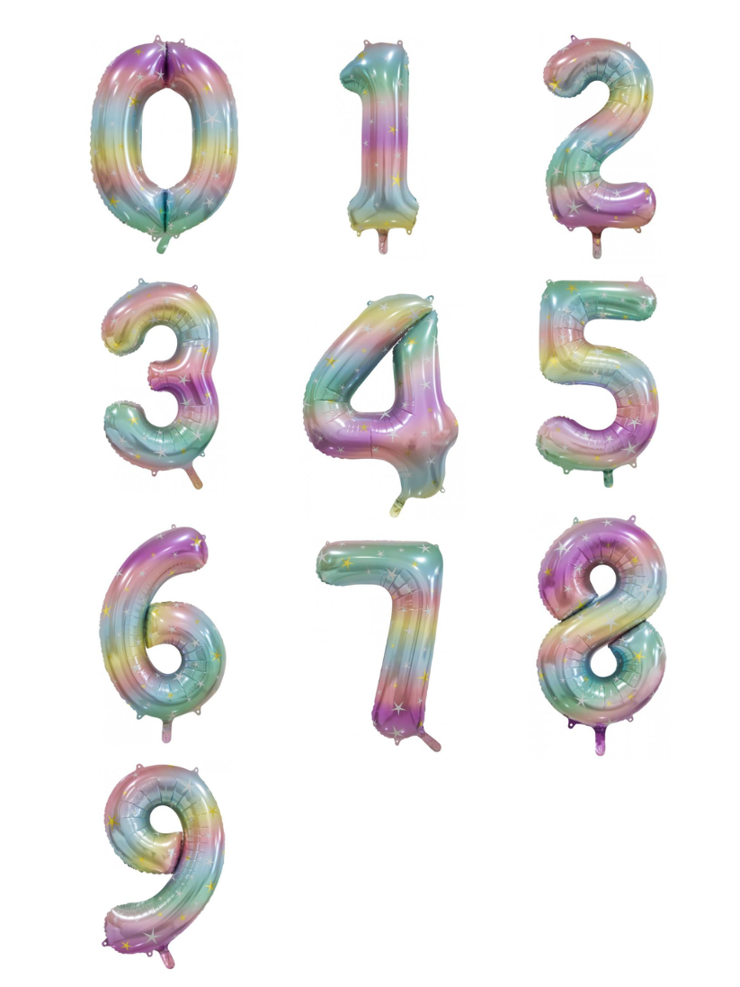 Pastel Rainbow Foil Number Balloon (86cm)